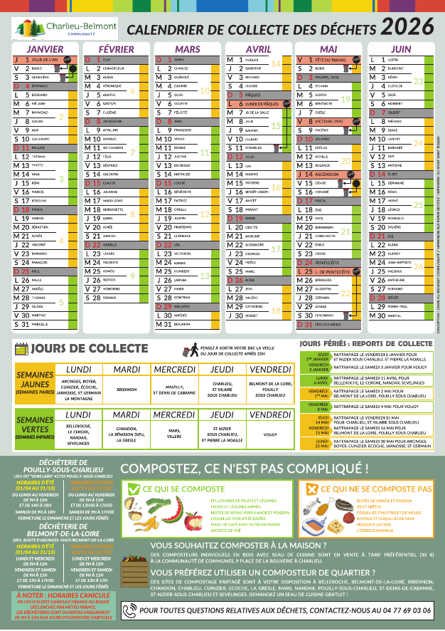 Ramassage OM Calendrier 2026